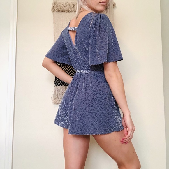 Sadie & Sage Velvet Floral Accent Romper - Picture 3 of 5